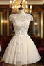 Cute Ivory Tulle Cap Sleeves Cute Homecoming Dress Graduation Dress, Short Prom Dress