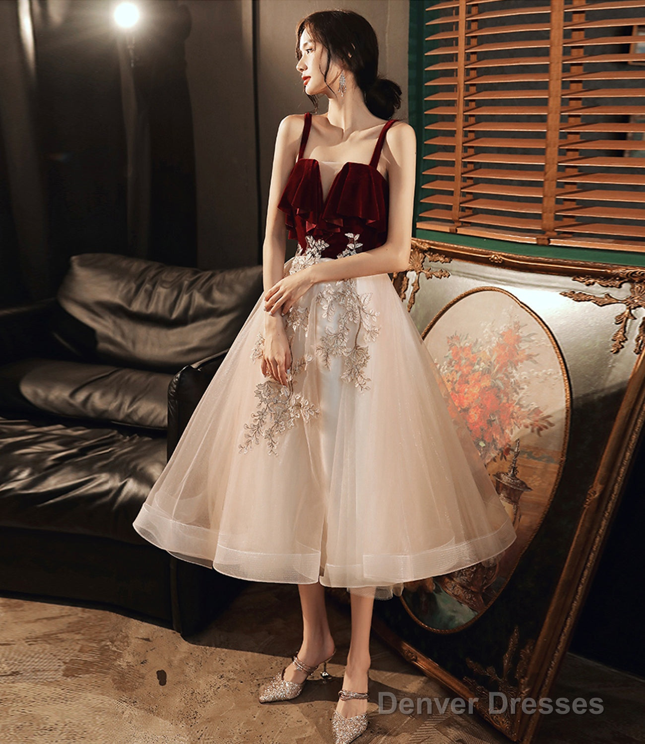Cute Lace Short A Line Homecoming Dress