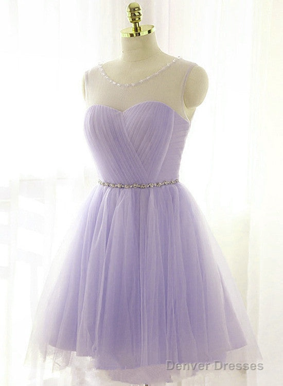 Cute Lavender Homecoming Dress With Belt, Lovely Short Prom Dress Main image