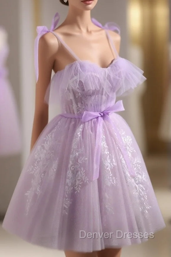 Cute Lavender Tulle Short Prom Dress, Lavender Homecoming Dress 2026 Secondary image