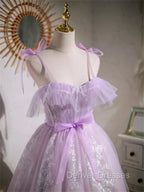 Cute Lavender Tulle Short Prom Dress, Lavender Homecoming Dress 2026