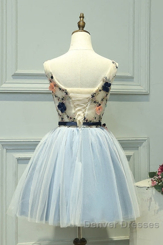 Cute Light Blue Short Tulle Homecoming Dress, Blue Prom Dress Secondary image