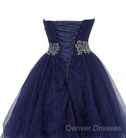 Cute Navy Blue Sweetheart Beaded Homecoming Dress, Short Prom Dress Secondary image