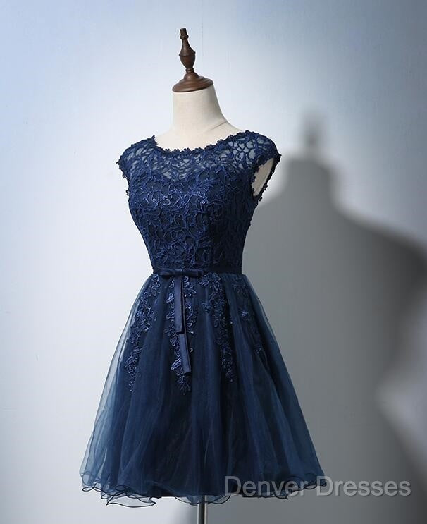 Cute Navy Blue Tulle And Lace Homecoming Dress , Lovely Party Dress