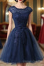 Cute Navy Blue Tulle And Lace Homecoming Dress , Lovely Party Dress