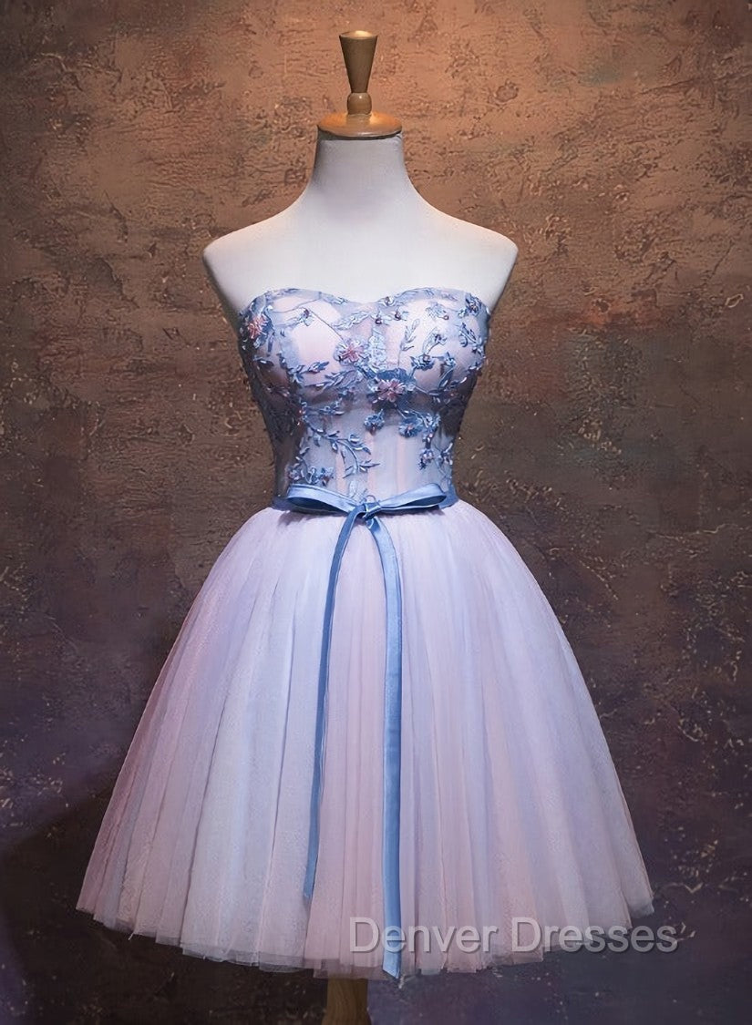 Cute Pink and Blue Homecoming Dress, Tulle Short Prom Dress Main image