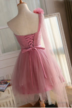 Cute Pink Sweetheart Tulle Homecoming Dresses,Sleeveless A-Line Short Homecoming Dresses