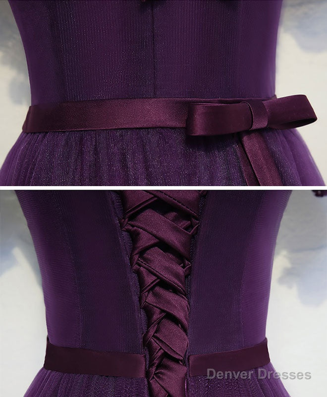 Cute Purple High Low Prom Dress, Purple Homecoming Dresses
