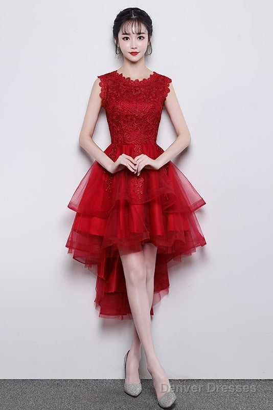 Cute Red High Low Dress, Red Party Dress , Homecoming Dress Secondary image