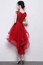 Cute Red High Low Dress, Red Party Dress , Homecoming Dress