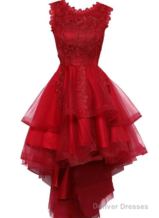 Cute Red High Low Dress, Red Party Dress , Homecoming Dress