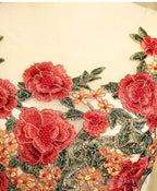 Cute Red Satin With Embroidery Knee Length Homecoming Dress, Short Party Dress