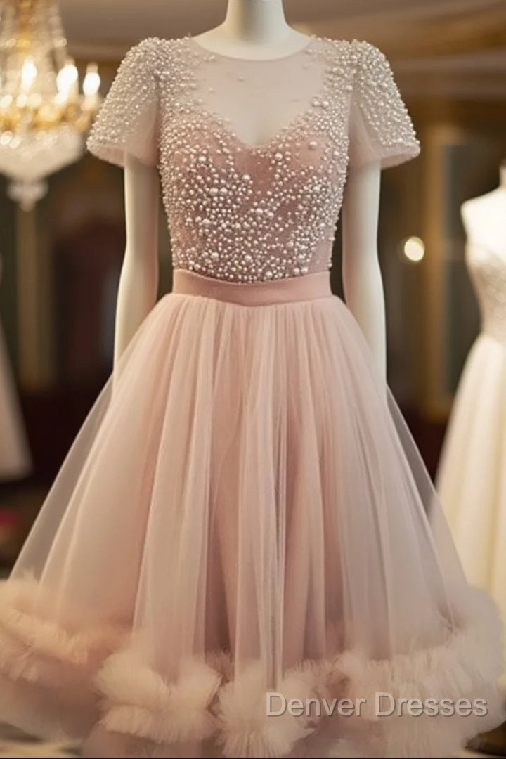 Cute Round Neck Tulle Short Prom Dress, Cute Homecoming Dress Main image