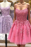 Cute Scoop Neck Lace Prom Homecoming Dress, Short Lace Formal Evening Dress
