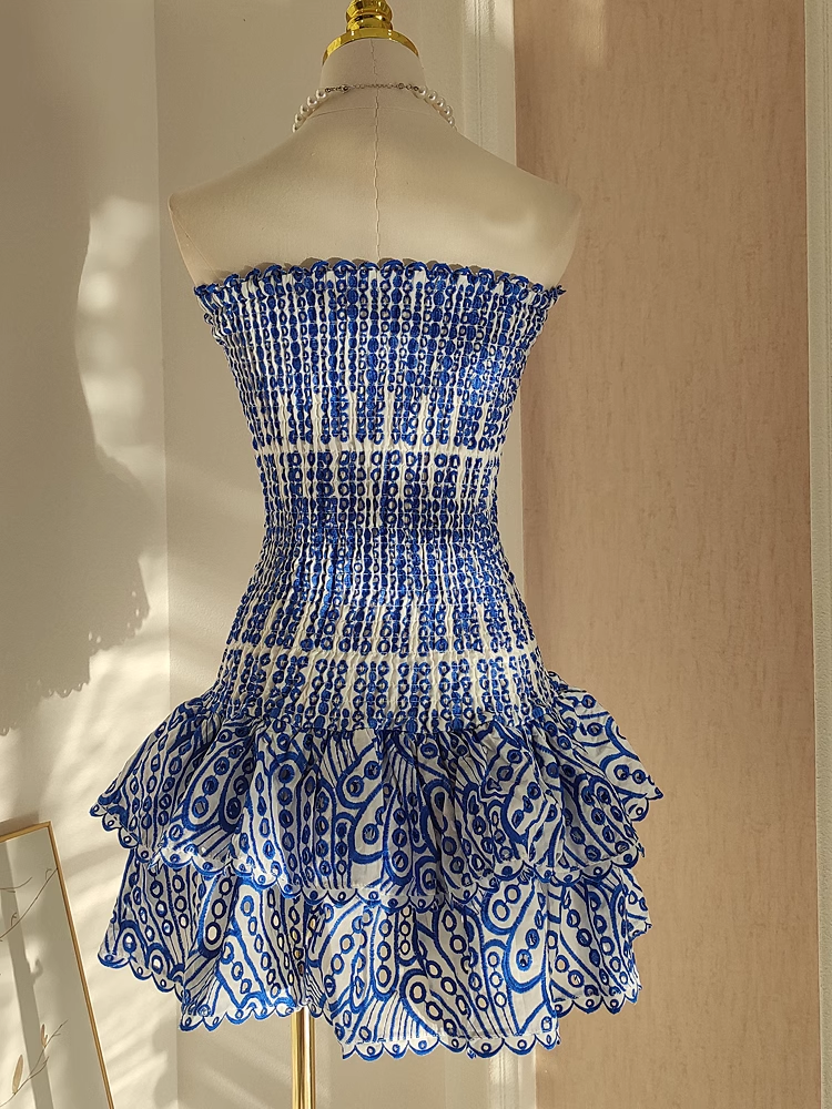 Cute Sheath Strapless Royal Blue Lace Vacation Dress Short Birthday Dress Secondary image