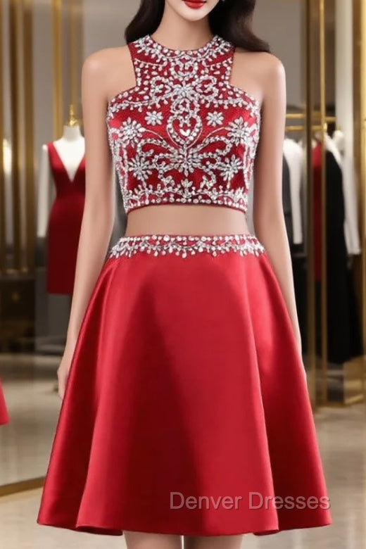 Cute Short 2 Piece Red Evening Dress Graduation Dress Party Dress Main image