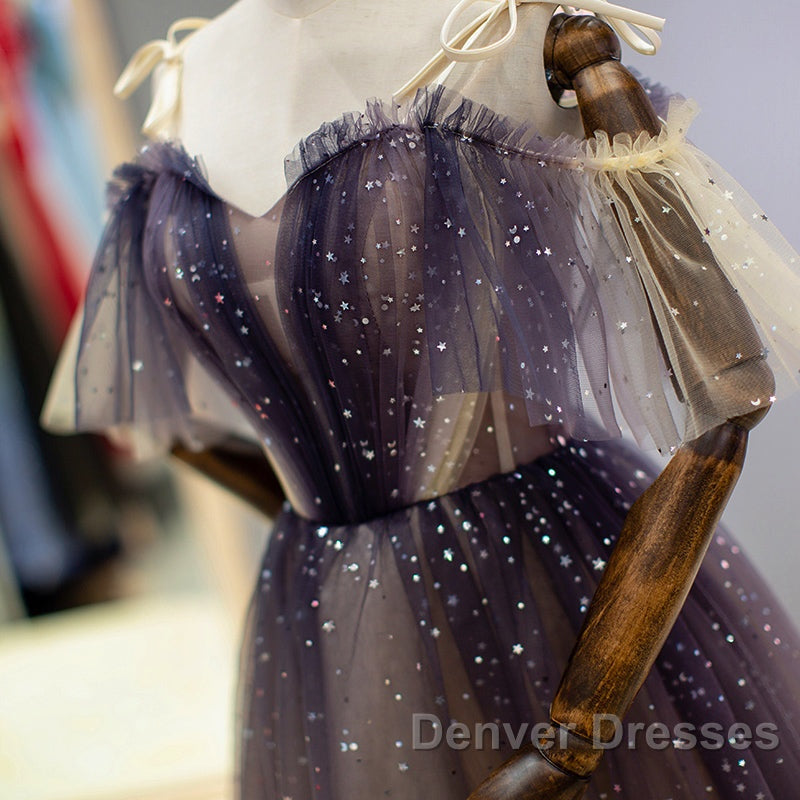 Cute Short Gradient Tulle Straps Homecoming Dress, Short Prom Dresss