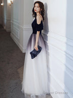 Cute Simple V-Neckline Long Party Dresses, A-Line Gradient Floor Length Bridesmaid Dresses