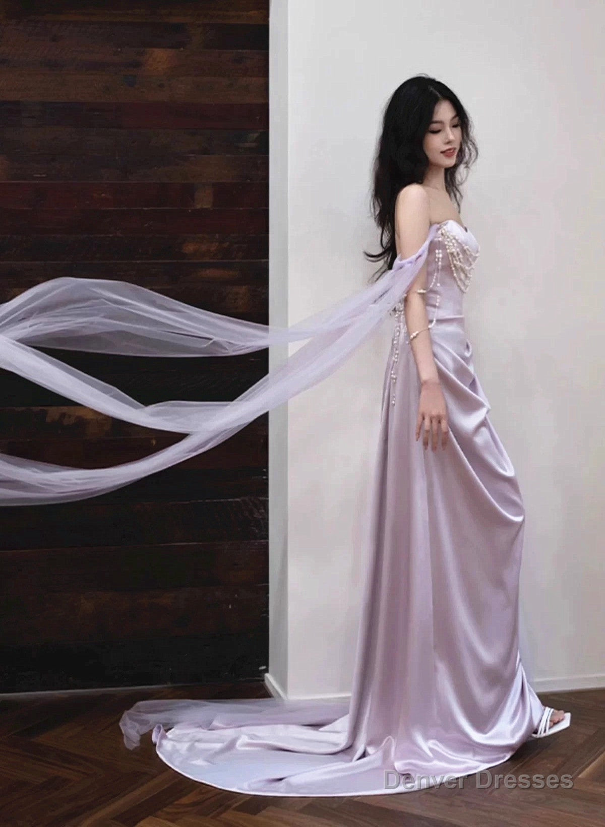 Cute Soft Satin Sweetheart Long Formal Gown, Satin Strapless Evening Dress Main image