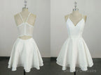 Cute Spaghetti Straps V Neck Knee Length Short Cocktail Dress, Homecoming Dresses