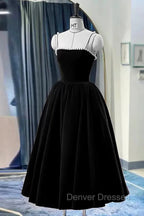 Cute Spaghetti Straps Velvet Short Prom Dress, A-Line Homecoming Party Dress