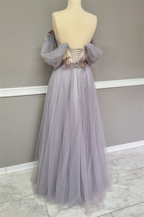 Off The Shoulder Tulle Applique Long Prom Dress Fairy Evening Dress Secondary image