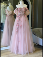 Off The Shoulder Tulle Applique Long Prom Dress Fairy Evening Dress