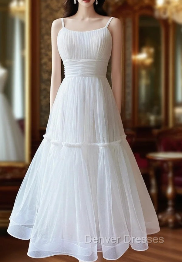 Cute Tulle Scoop Spaghetti Straps Homecoming Dress, Short Prom Dress