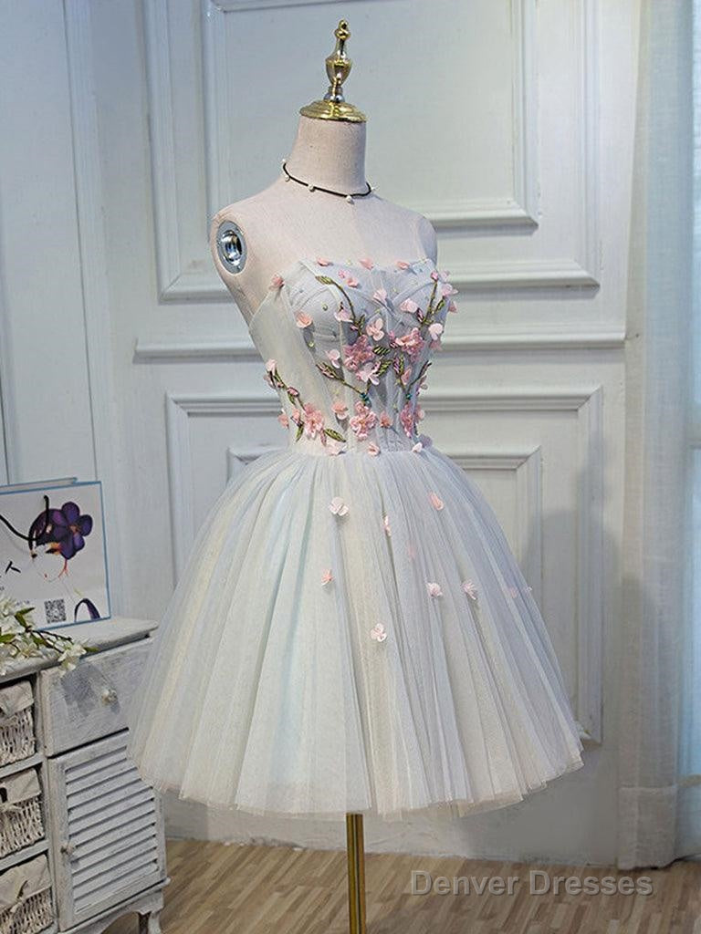 Cute Tulle Short Lace Applique Short Prom Dress Tulle Homecoming Dress Secondary image