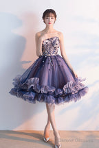Cute Tulle Short Prom Dress, A-Line Strapless Homecoming Party Dress