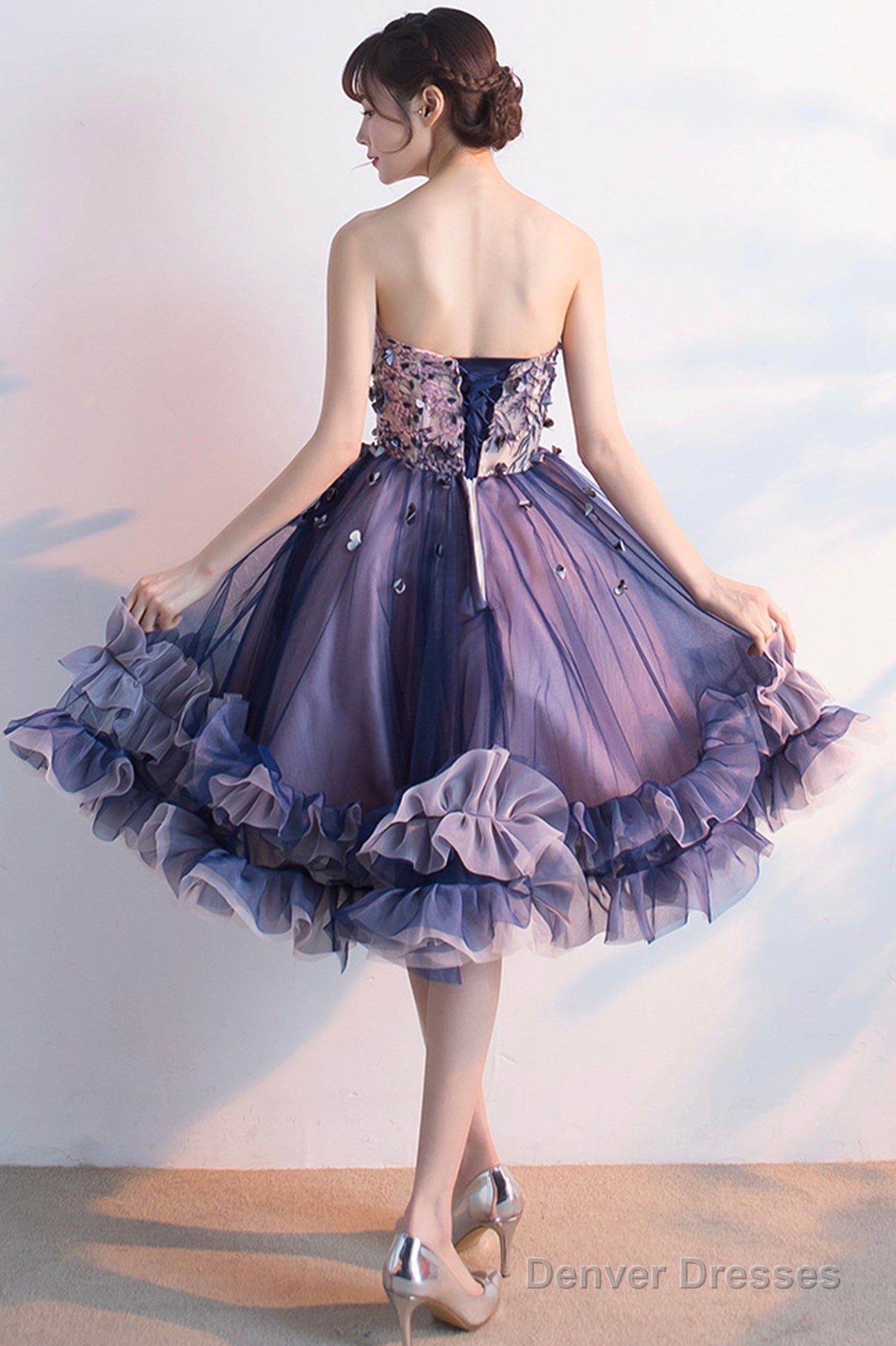 Cute Tulle Short Prom Dress, A-Line Strapless Homecoming Party Dress