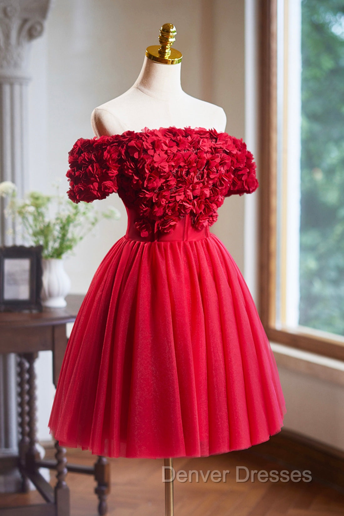 Cute Tulle Short Prom Dress with Appliques, Red A-Line Homecoming Party Dress Secondary image