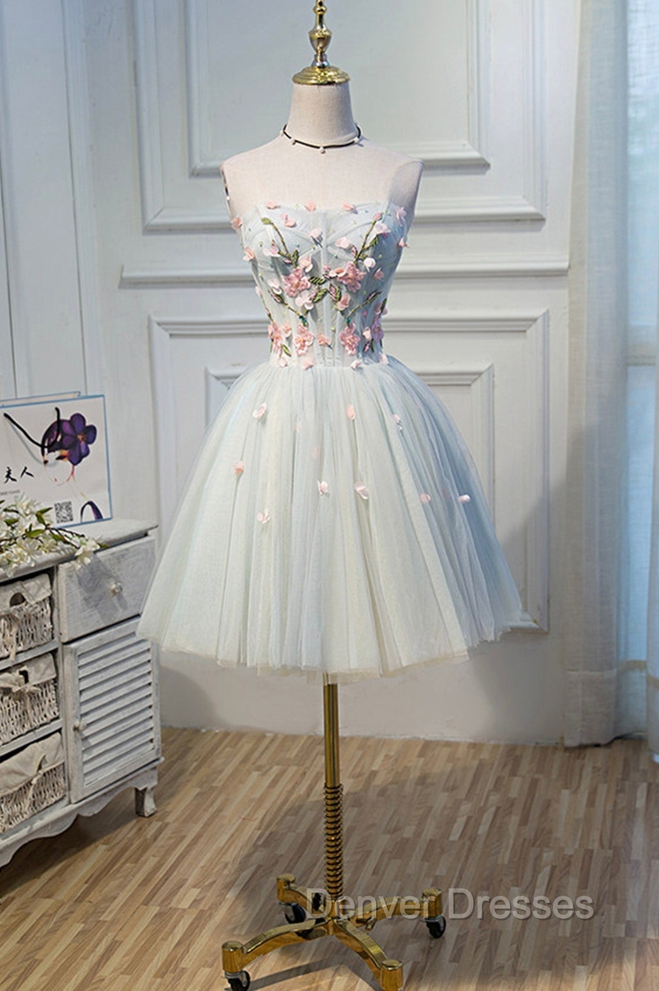 Cute Tulle Short Prom Dress with Lace, A-Line Homecoming Party Dress Main image