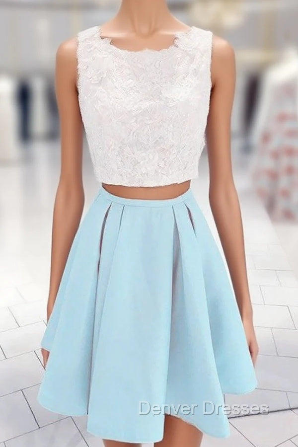 Cute Two Piece Homecoming Dress Swing Party Dress Main image