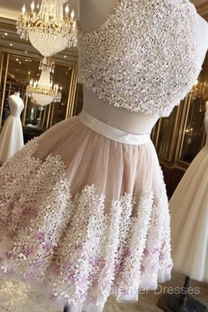 Cute Two Pieces Applique Short Prom Dress, Homecoming Dress Main image