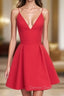 Cute V Neck Red Short Prom Dress, Red Homecoming Dress