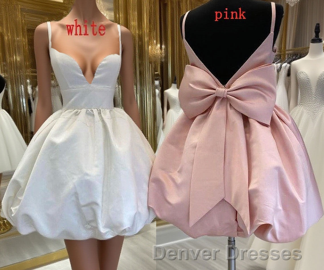 Cute V-Neck Short Party Cocktail Dress with Bow Main image