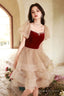Cute Velvet Tulle Short Prom Dress, Beautiful Party Dress Homecoming Dress