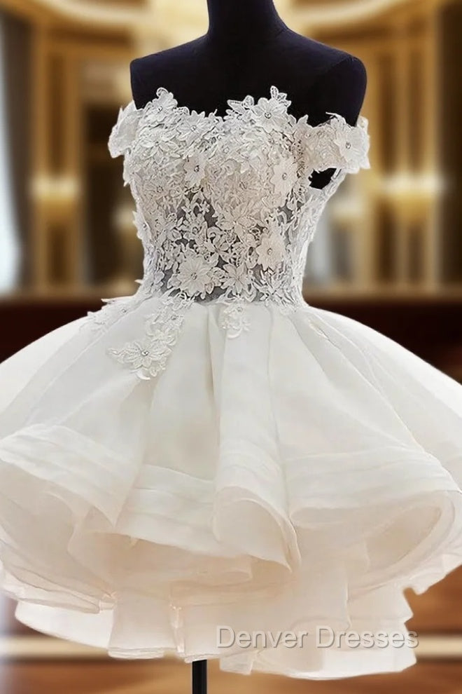 Cute White Organza Layers Short Prom Dress, New Party Dress Main image