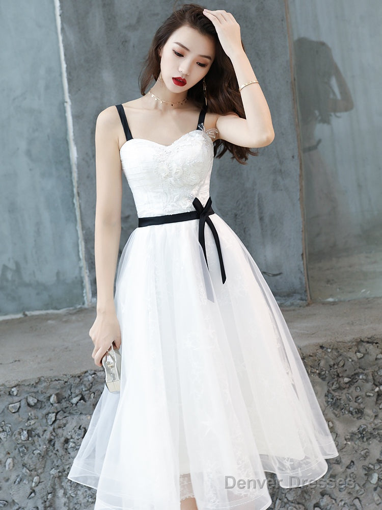 Cute White Short Homecoming Dress Party Dress, Tulle With Lace Graduation Dresses Main image