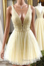 Cute yellow tulle short prom Dress, yellow homecoming Dress