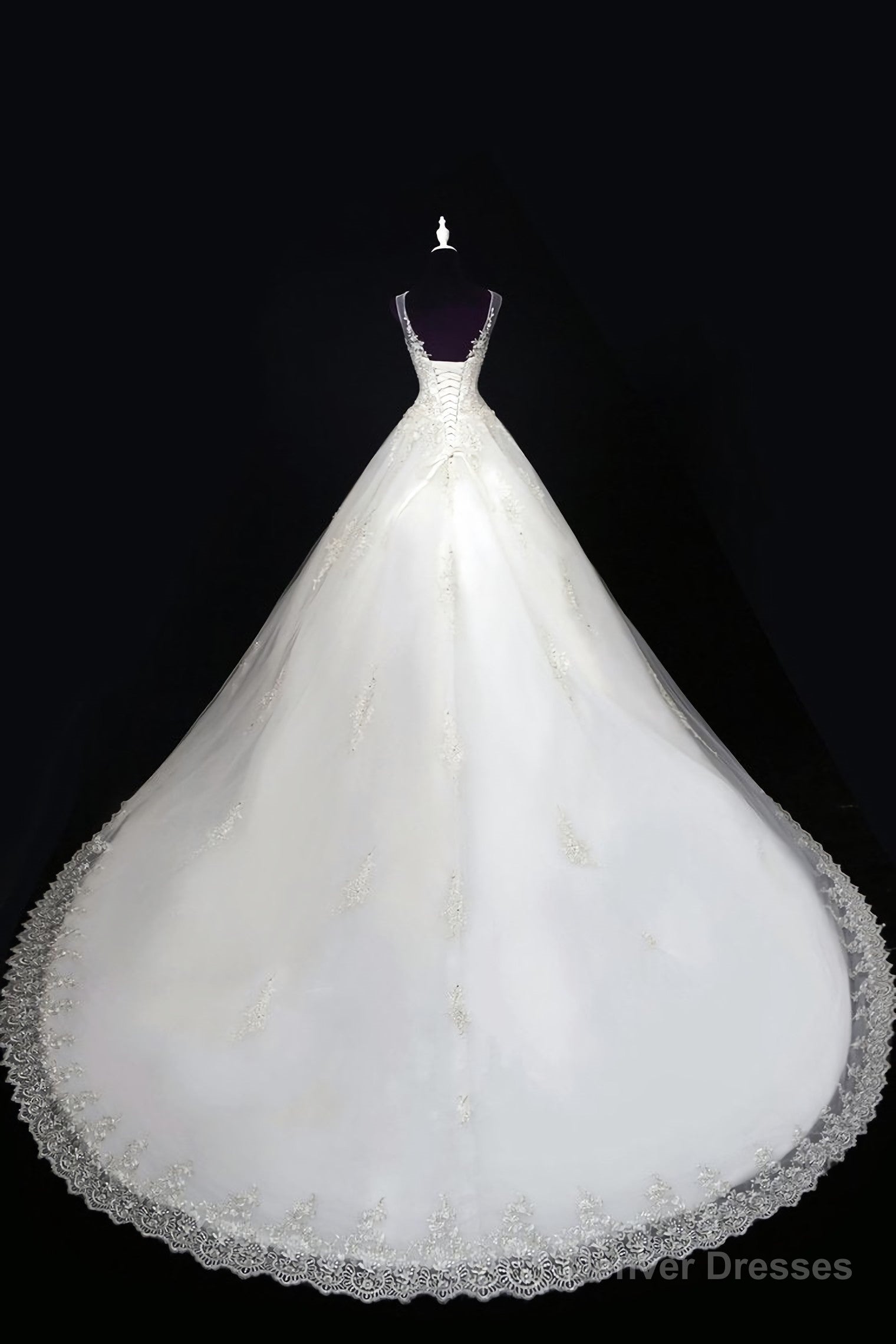 2025 A Line Wedding Dresses, Scoop Tulle With Applique And Beads Lace Up Secondary image