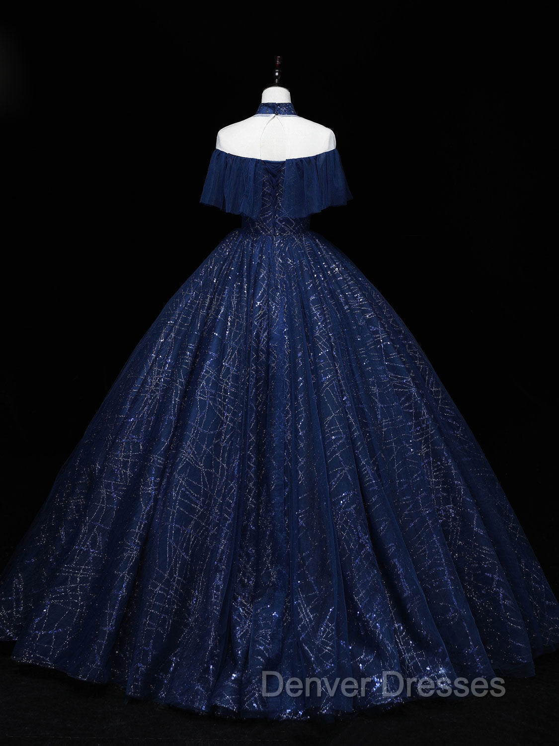 Dark Blue Long Prom Dress, Blue Tulle Formal Gown Graduation Dress