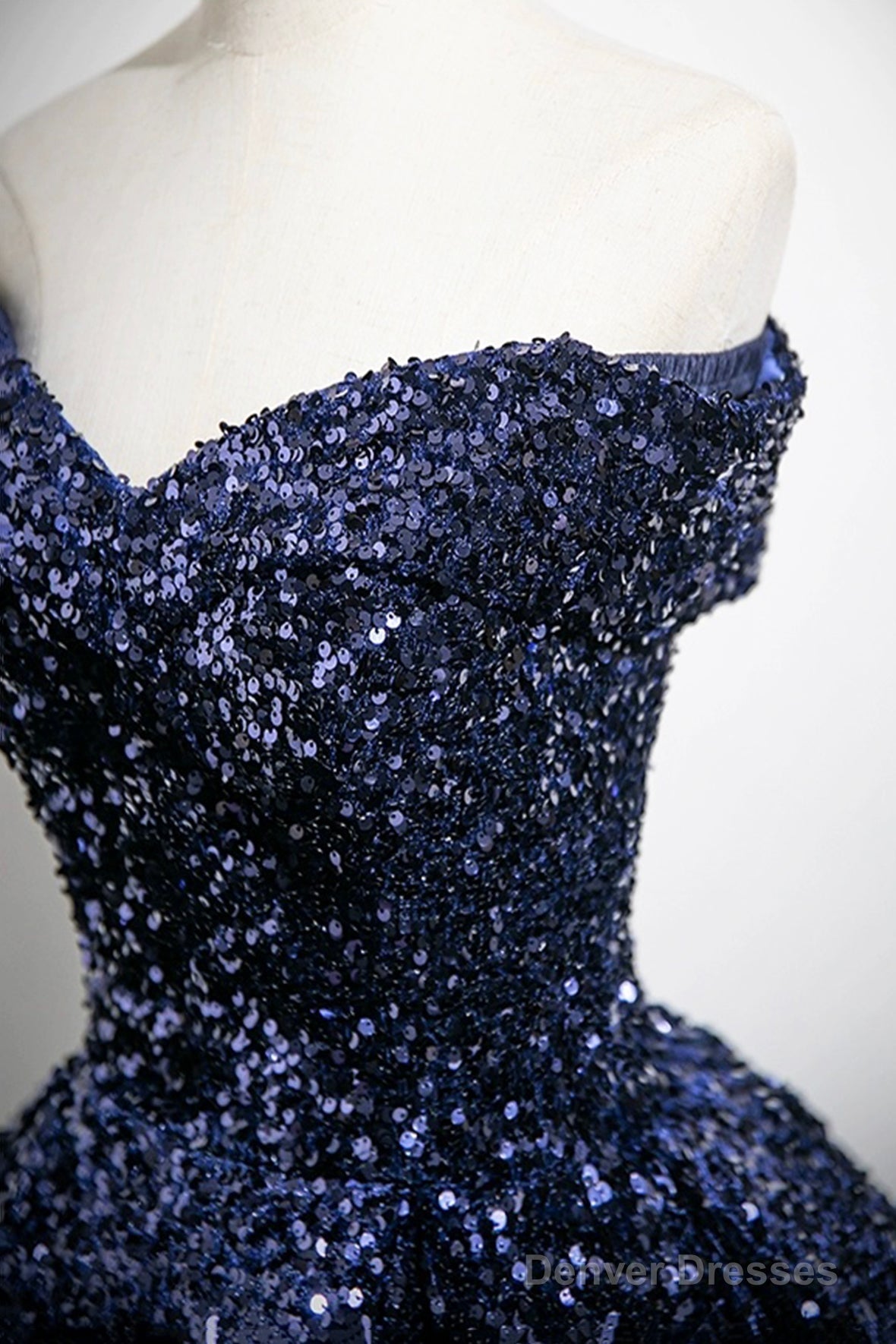 Dark Blue Sequins Long Prom Dress, Elegant A-Line Evening Party Dress Secondary image