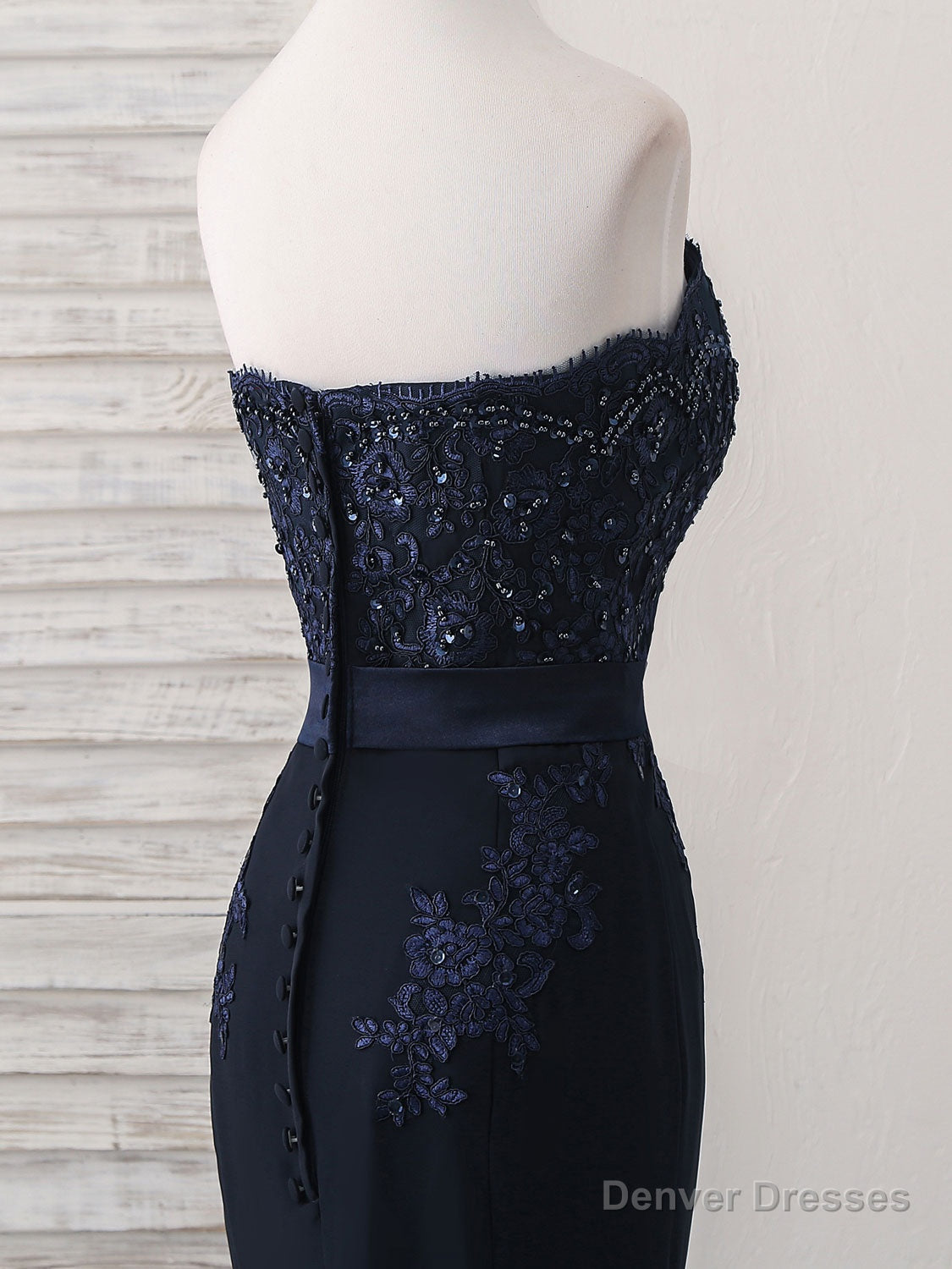 Dark Blue Sweetheart Mermaid Long Prom Dress, Dark Blue Evening Dress