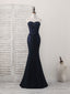 Dark Blue Sweetheart Mermaid Long Prom Dress, Dark Blue Evening Dress