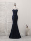 Dark Blue Sweetheart Mermaid Long Prom Dress, Dark Blue Evening Dress