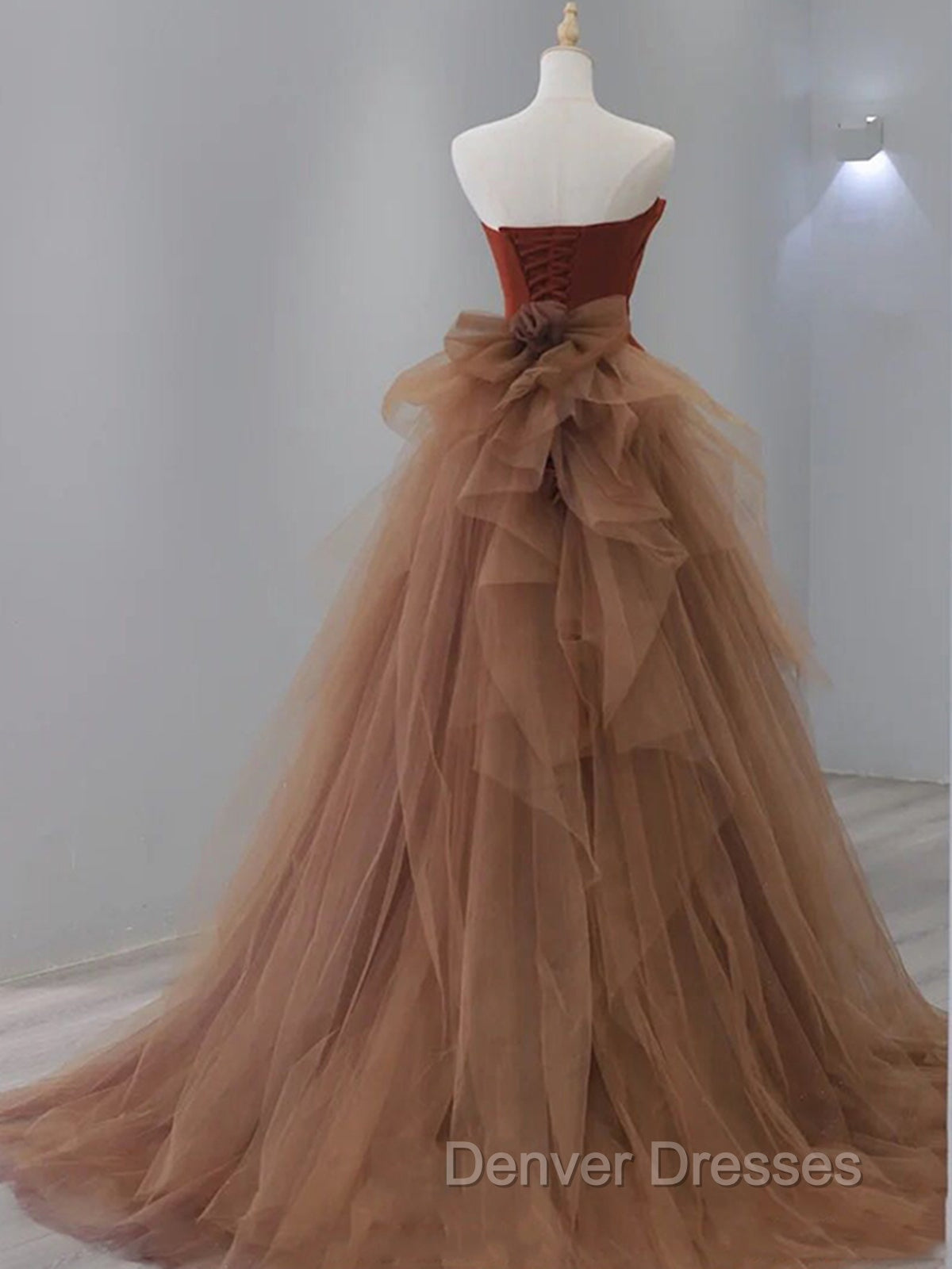 Dark Coffee Long Prom Dress, Dark Coffee Long Formal Graduation Dress Secondary image
