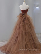 Dark Coffee Long Prom Dress, Dark Coffee Long Formal Graduation Dress
