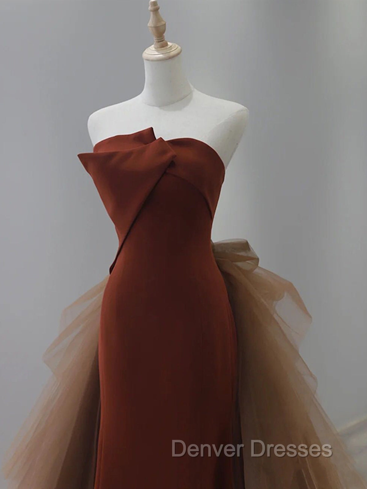 Dark Coffee Long Prom Dress, Dark Coffee Long Formal Graduation Dress